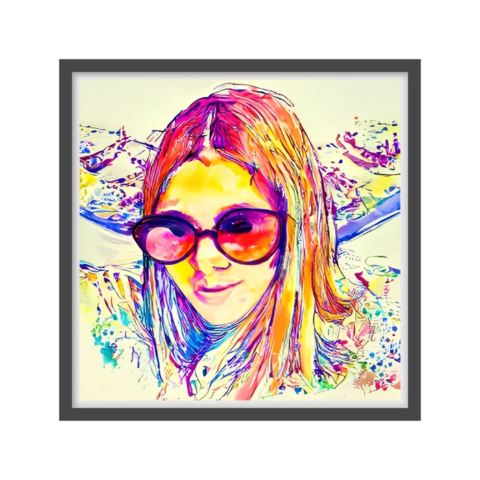 Mujer hippie acuarela gafas